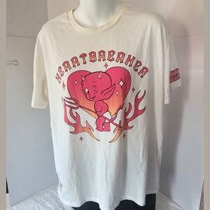 Hot Stuff Heartbreaker Devil Graphic Tee XL White Cotton Blend